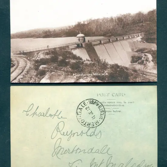 1912 (11th Jun) "Mundaring Weir, W.A." with ...