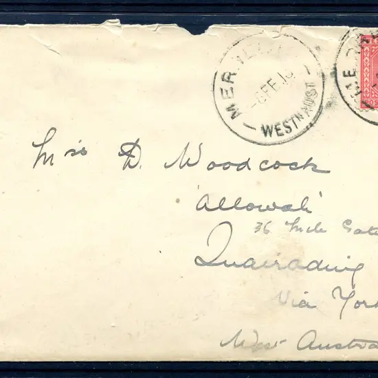 1913 (8th Feb) Merredin to Quairading cover with ...
