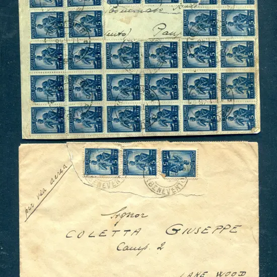 1948 (17th Jan) env from Italy with 33 x 3l blue ...