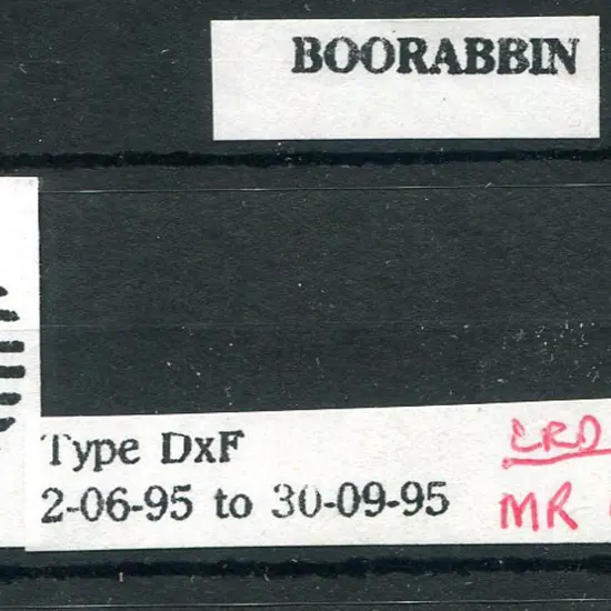 Boorabbin DxF Name portion of this rare duplex ...