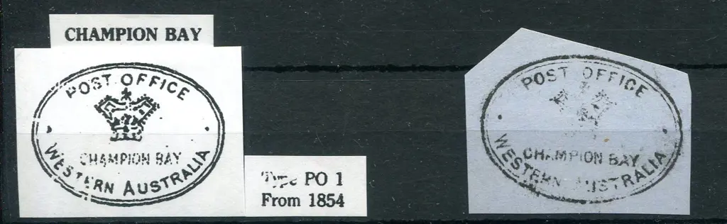 Champion Bay PO 1 from 1854. Rare 100 % strike on ... Image 1++