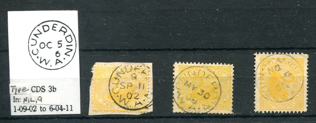 Cunderdin 3b Three impressions all on 2d yellow ... Image 1++