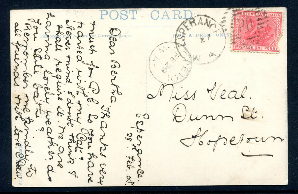 Hopetoun 3b Receival cancel for FE 29 (no year ... Image 1++