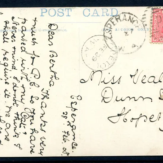 Hopetoun 3b Receival cancel for FE 29 (no year ...