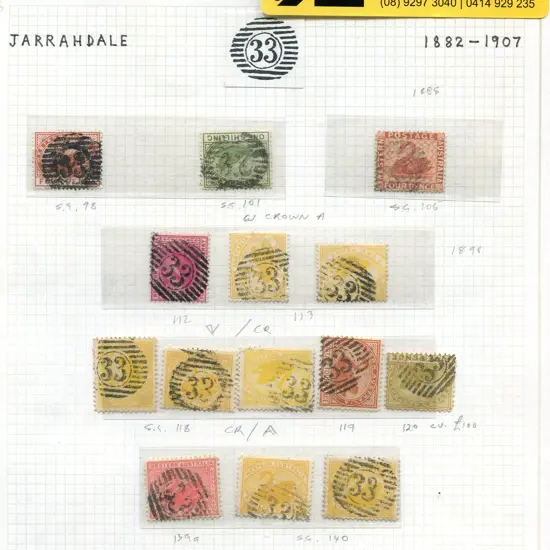Jarrahdale 12 Barred Numeral "33" selection of ...