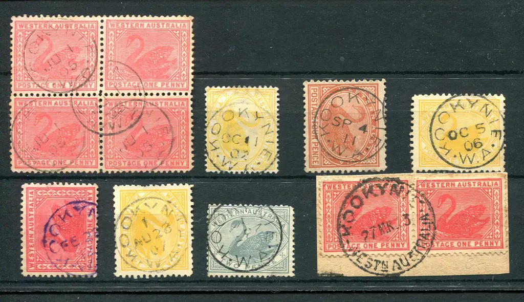 Kookynie 3b Group of 7 with block of 4 1d swans ... Image 1++