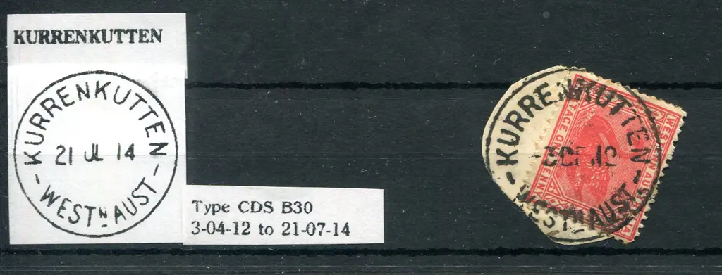 Kurrenkutten B30 on piece with 1d swan (SG139c). ... Image 1++