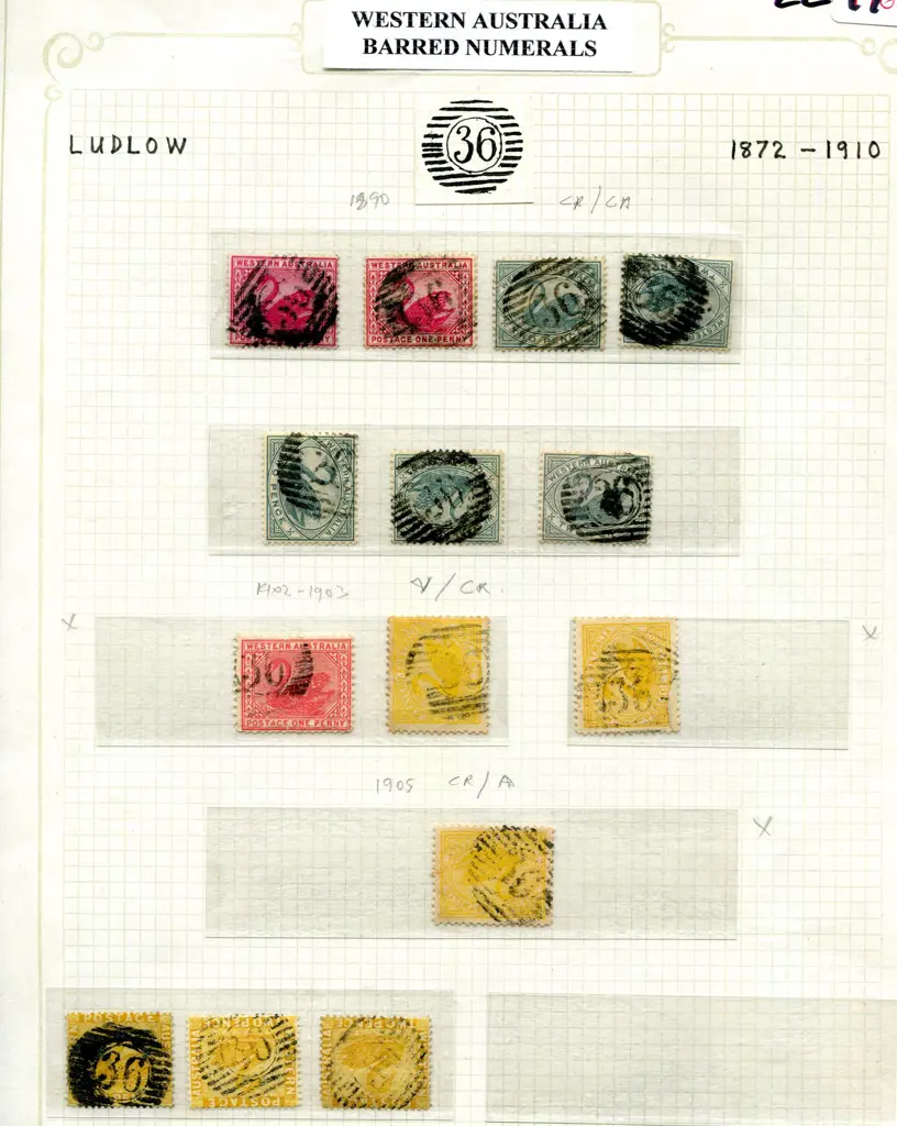 Ludlow 12 Barred Numeral "36" on 11 swans with ... Image 1++