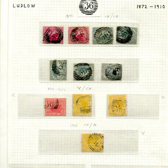 Ludlow 12 Barred Numeral "36" on 11 swans with ...