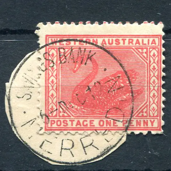 Merredin Savings Bank Sbv 1d red swan on small ...