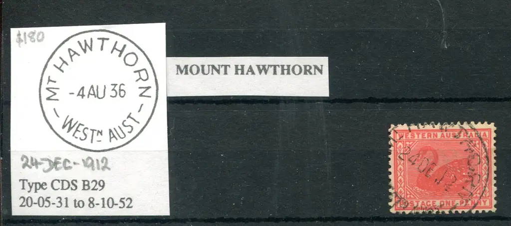 Mount Hawthorn B29 This 70% strike on 1d swan (SG ... Image 1++