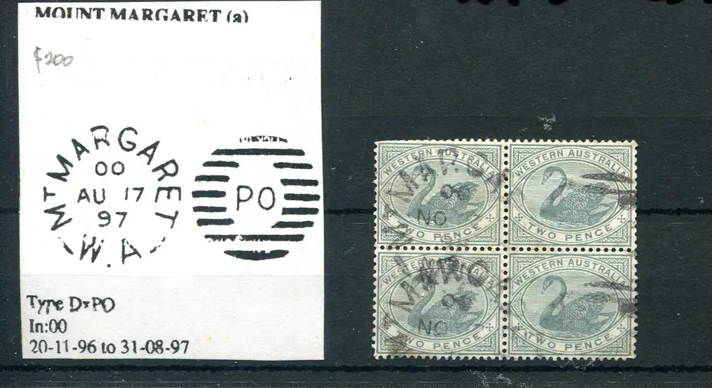 Mount Margaret DxPO Superb 2d grey swans block of ... Image 1++