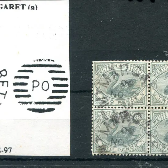 Mount Margaret DxPO Superb 2d grey swans block of ...
