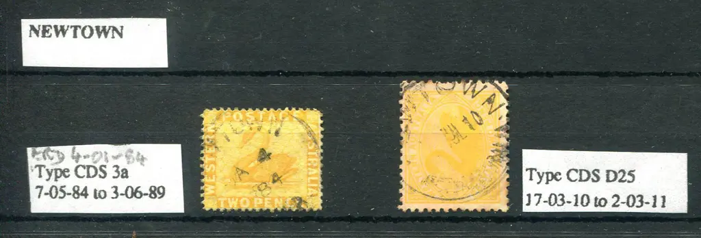 Newtown 3a 70% strike on 2d yellow swan (SG 71) ... Image 1++