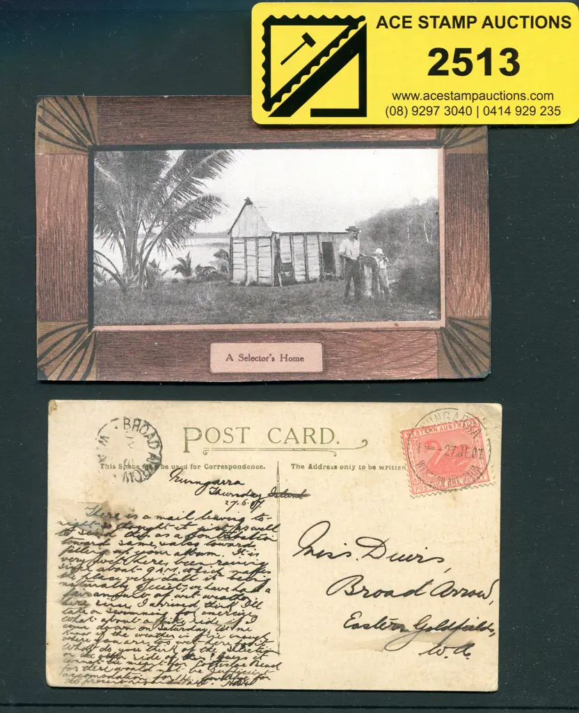 Nungarra A26t cds dated 27 JE 07 tying 1d swan to ... Image 1++