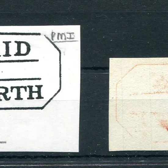 Perth Paid PA Pd 1 Red full light strike on piece. ...