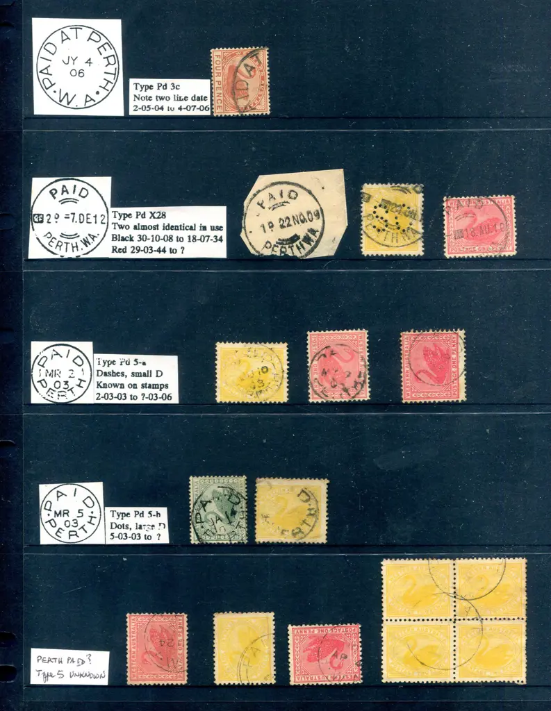 Perth Paid Range with 3c partial on 4d swan, Pd ... Image 1++