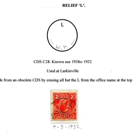 Relief "L" This rarely seen C28 cds was used at ...