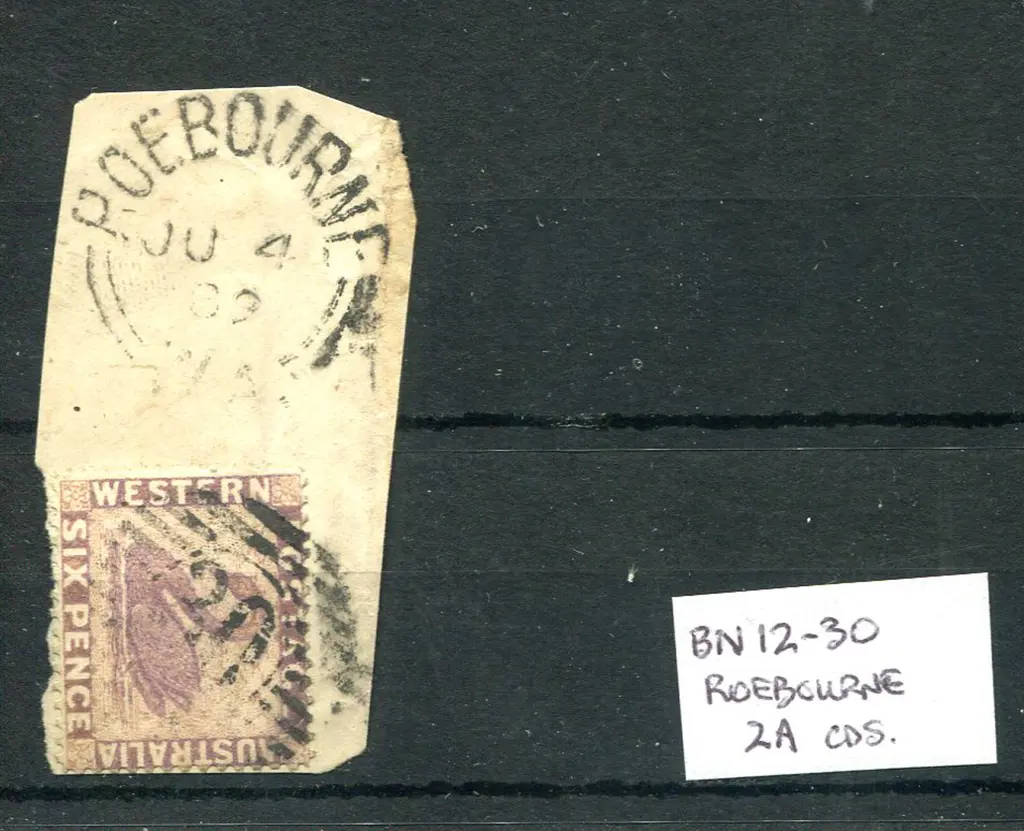 Roebourne 12 bar "30"  with latter tying 6d violet ... Image 1++