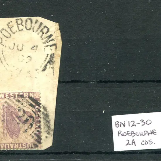 Roebourne 12 bar "30"  with latter tying 6d violet ...