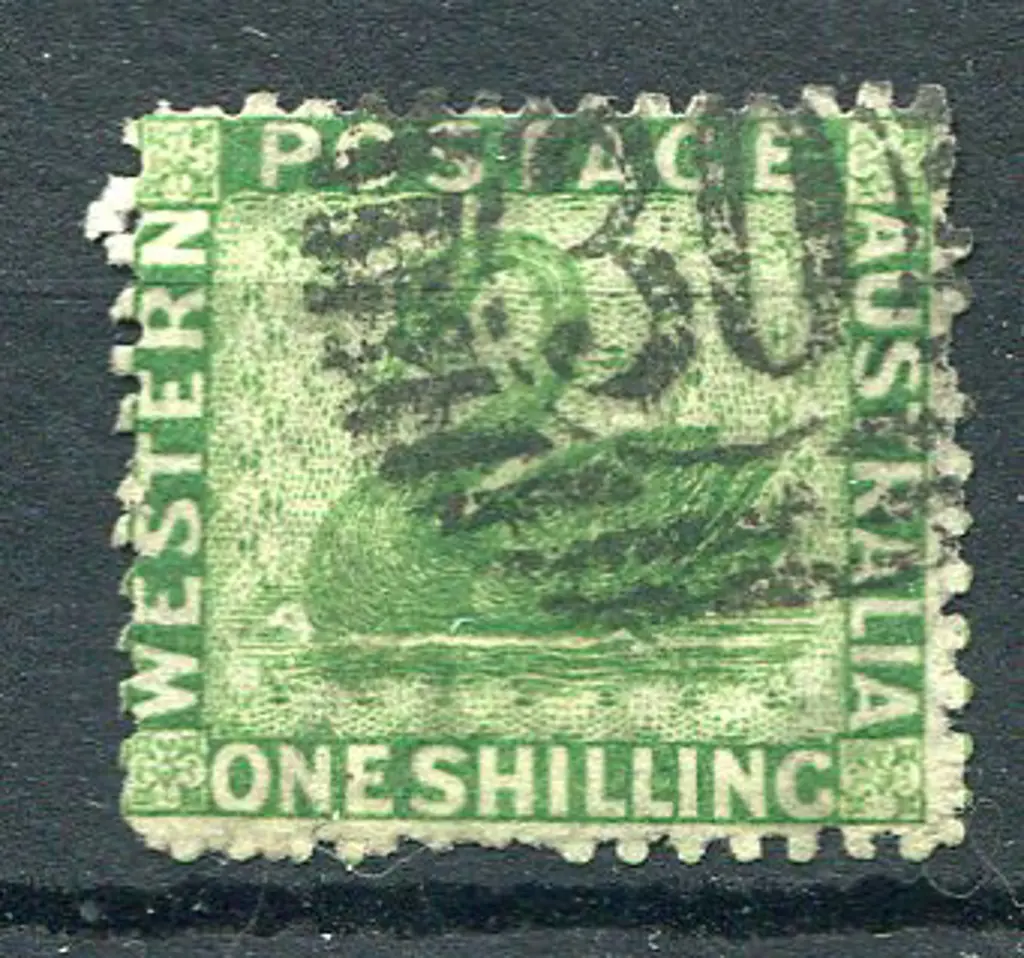 Roebourne 12 bar "30" on 1/- bright green CR/CC ... Image 1++