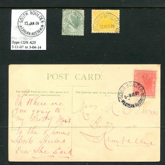 South Boulder A25 strike on postcard addressed to ...
