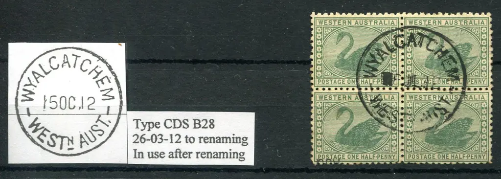 Wyalcatchem Superb full strike on block of 4 x ½d  ... Image 1++