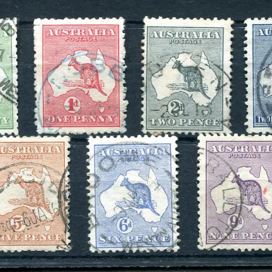 ½d to 9d (excl 3d) plus £1 brown & blue. Minor ...