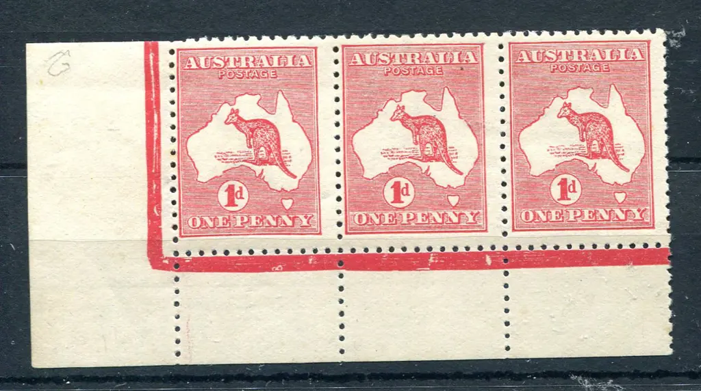 1d red, Die IIA, plate G no monogram strip of 3 ... Image 1++