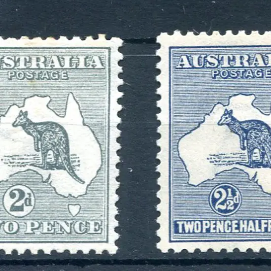 2d grey & 2½d indigo, Die II with former MH & ...
