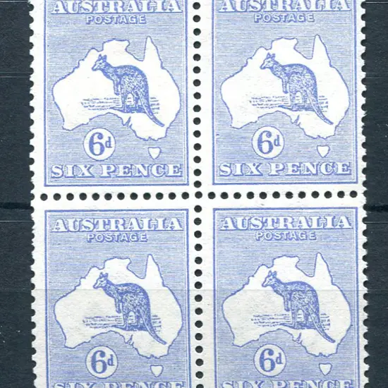 6d ultramarine block of 4. Fine MUH/MLH centred ...