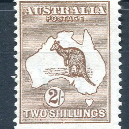2/- brown, Die II with "white dog-leg flaw through ...