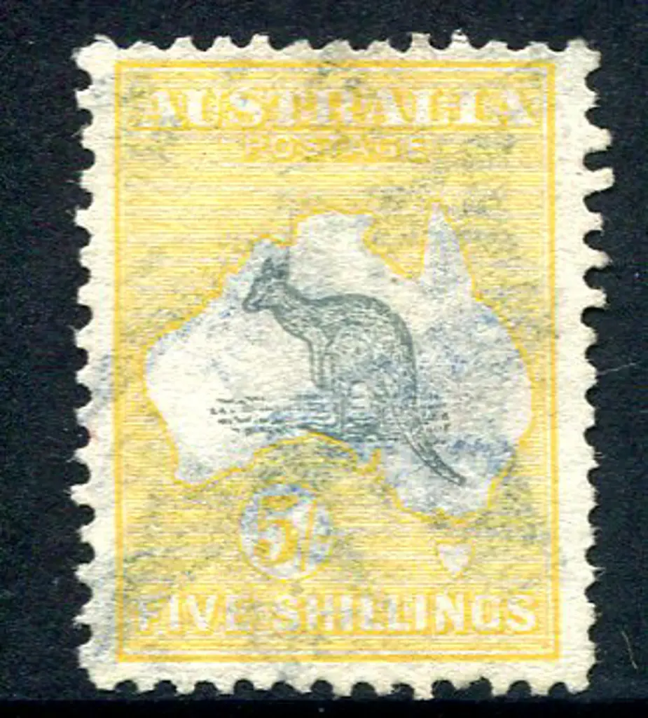 5/- grey & yellow with "Short Spencer's Gulf" ... Image 1++
