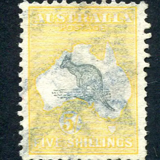 5/- grey & yellow with "Short Spencer's Gulf" ...