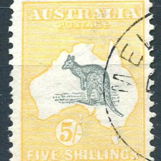 5/- grey & yellow CTO with Melbourne cds, dated ...