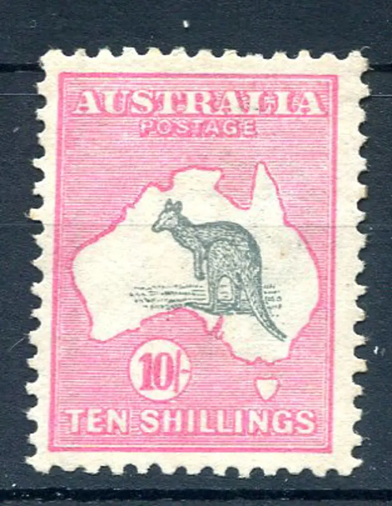 10/- slate & pink with unlisted "snubbed tail" ... Image 1++