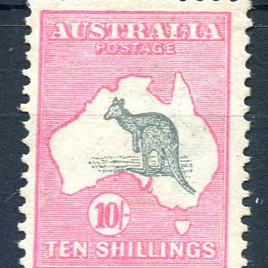 10/- slate & pink with unlisted "snubbed tail" ...