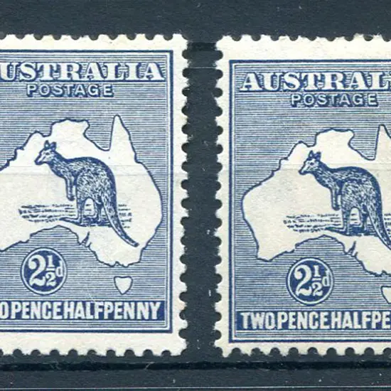 2½d indigo x 2. Both MLH, one with light gum ...