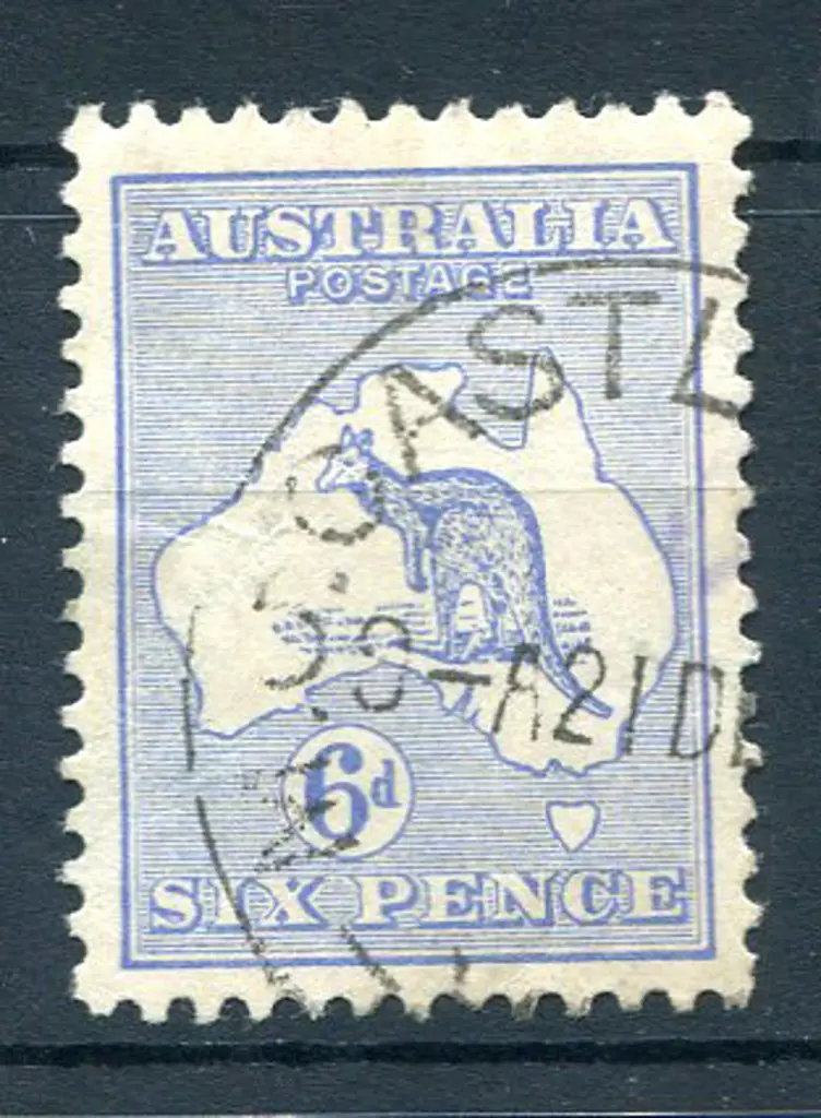 6d ultramarine with "white flaw on kangaroo's ... Image 1++