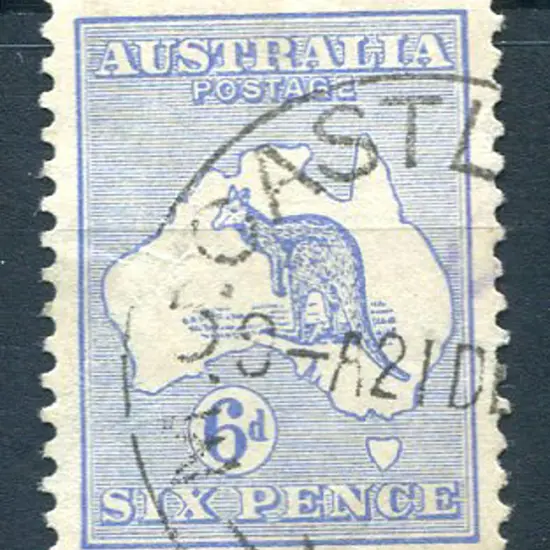 6d ultramarine with "white flaw on kangaroo's ...