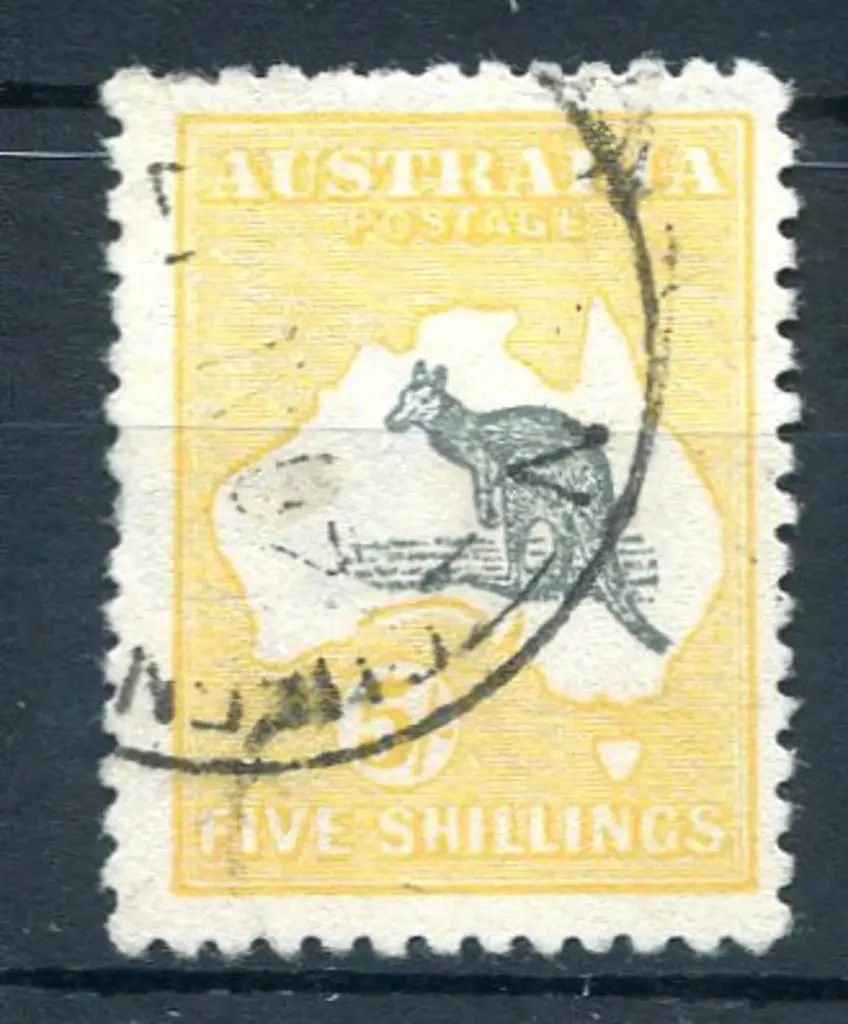 1915 5/- deep grey & yellow. Good to fine used ... Image 1++