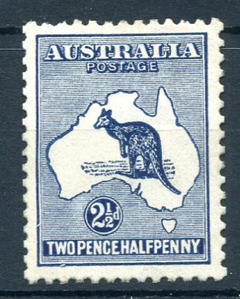2½d deep blue with "heavy coastline to WA" ... Image 1++