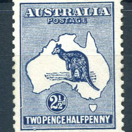 2½d deep blue with "heavy coastline to WA" ...