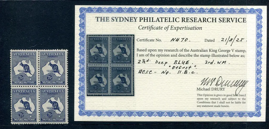 2½d blue block of 4 from the Harrison printing ... Image 1++