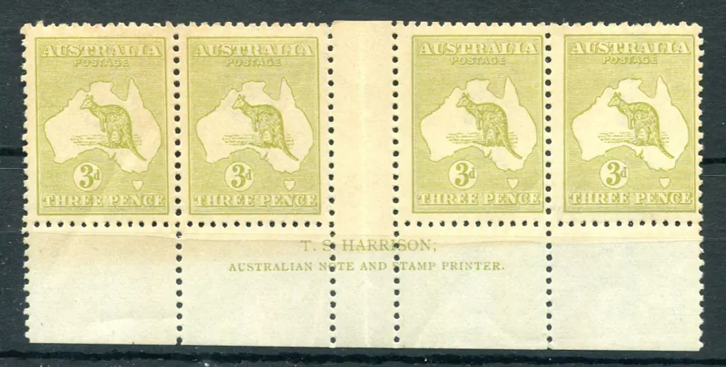 3d olive, Die IIB, plate 3 Harrison 2 line imprint ... Image 1++