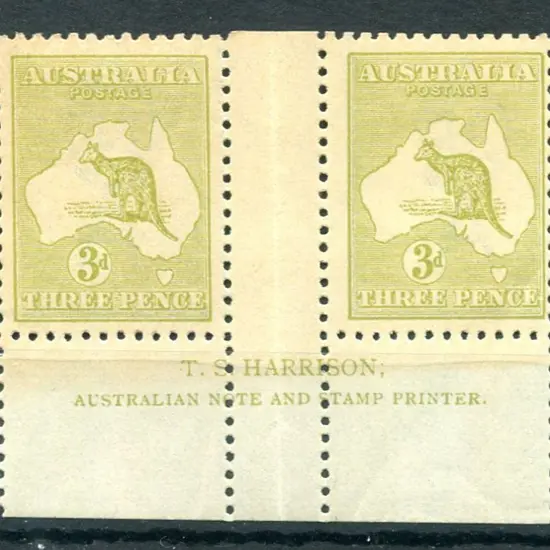 3d olive, Die IIB, plate 3 Harrison 2 line imprint ...