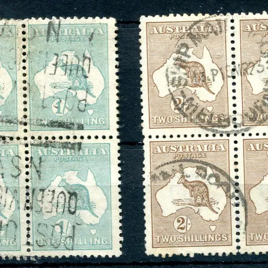 1/- blue-green & 2/- brown in good to fine ...