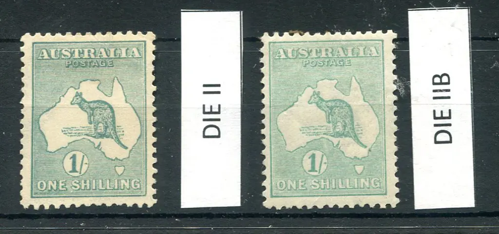1/- bright blue-green, Die II & 1/- pale ... Image 1++