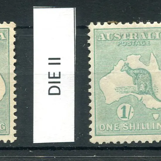 1/- bright blue-green, Die II & 1/- pale ...