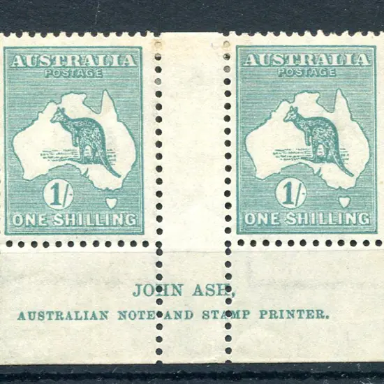 1/- deep blue-green, Die IIB plate 3 John Ash ...